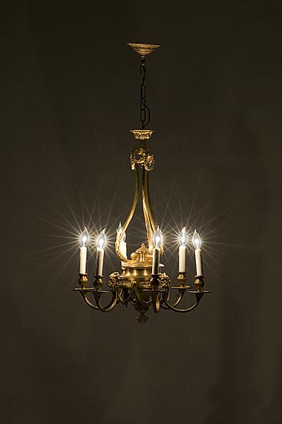 Appraisal: LOUIS XVI CHANDELIER French th century a gilt-bronze six-light chandelier