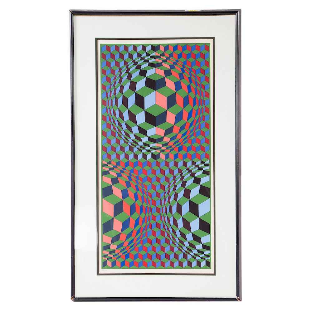 Appraisal: Victor Vasarely Op Art Abstract Hungarian - Serigraph ed pencil