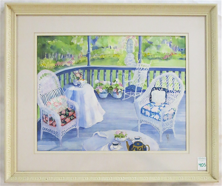 Appraisal: JAN ROTHERMEL WATERCOLOR ON PAPER Montana st century Garden patio