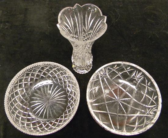 Appraisal: Three pieces of Waterford cut crystal servingware signed bowl with