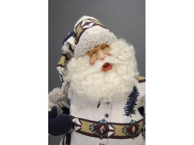 Appraisal: Contemporary Artist Cernit Santa Comical Santa wearing flannel drop drawer