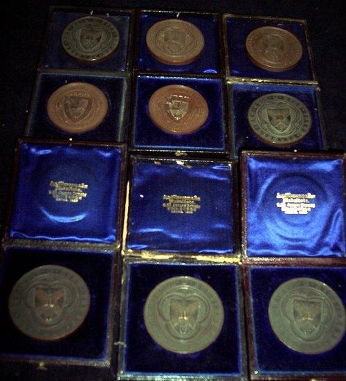 Appraisal: Nine bronze medallions awarded to G W Stewart and C