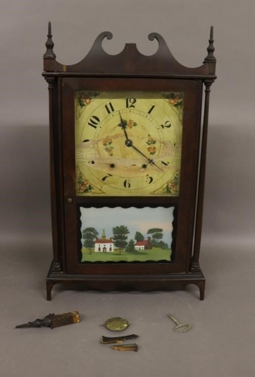 Appraisal: Mahogany Pillar and Scroll Clock by Wadsworth Loundsbury Turner Brass