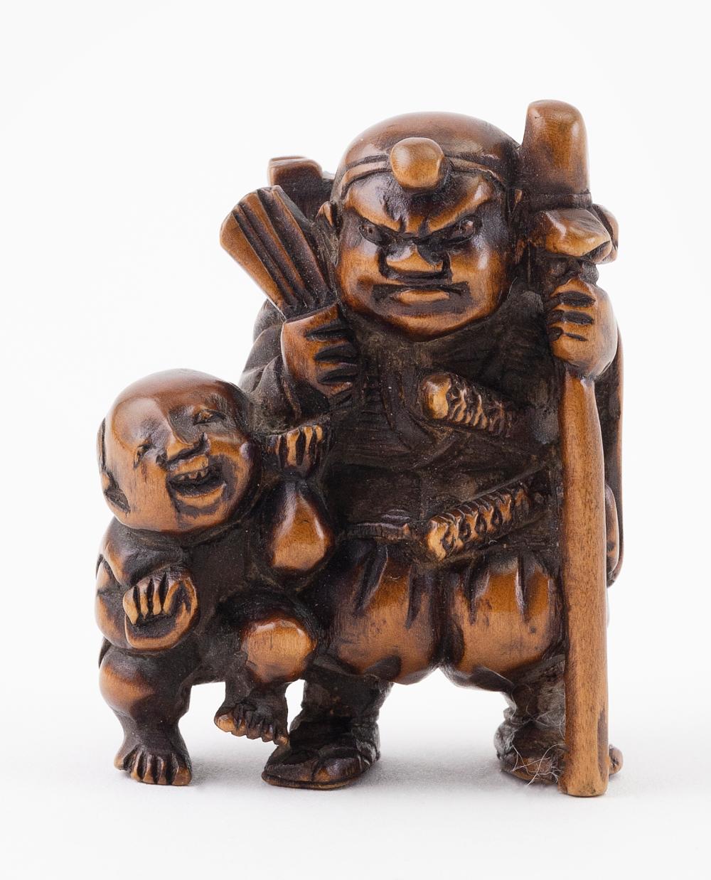 Appraisal: JAPANESE WOOD NETSUKE MEIJI PERIOD HEIGHT JAPANESE WOOD NETSUKE Meiji