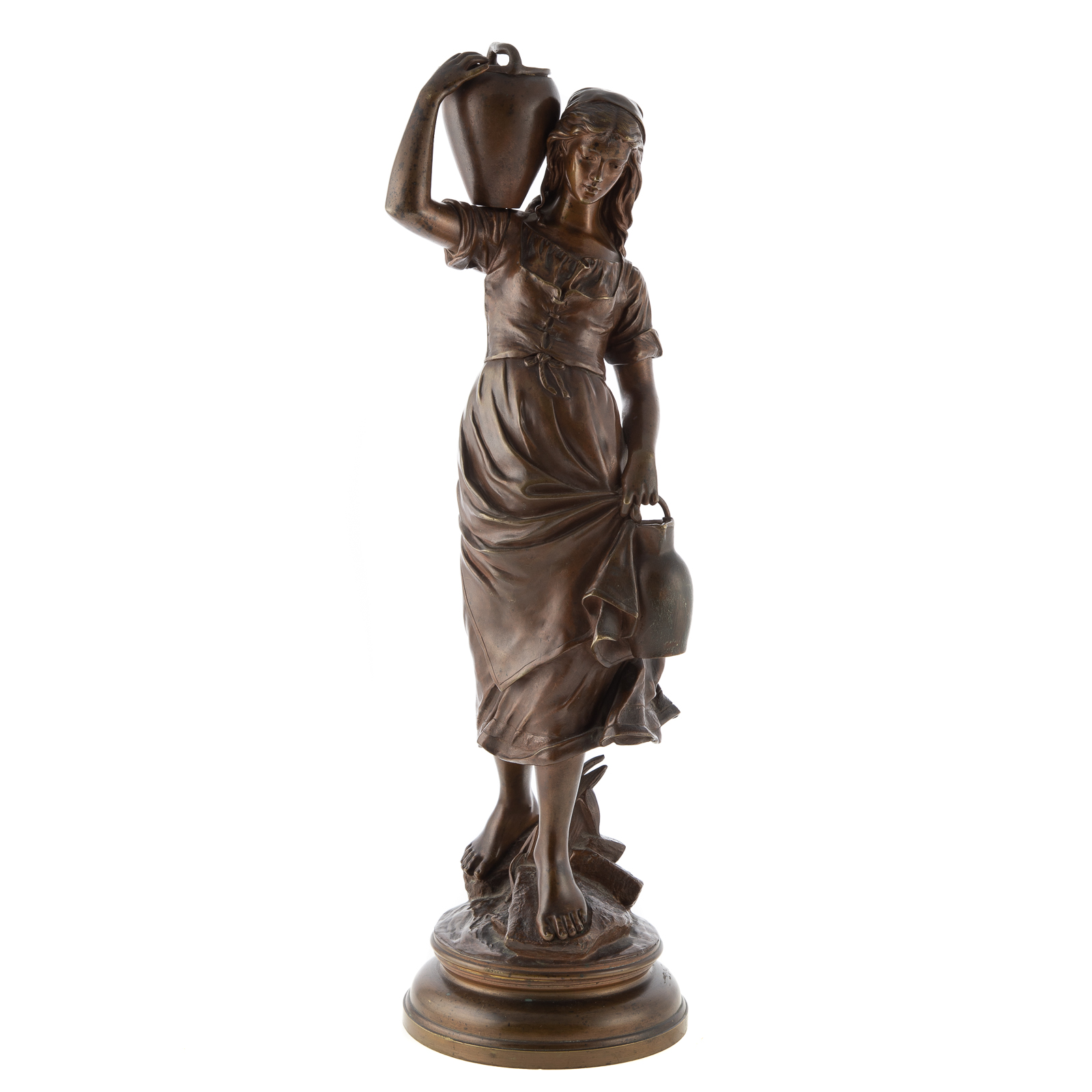 Appraisal: EDOUARD DROUOT WATER CARRIER BRONZE French - Peasant female water