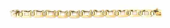 Appraisal: An Karat Yellow Gold Square Link Bracelet Hermes Engraved HERMES