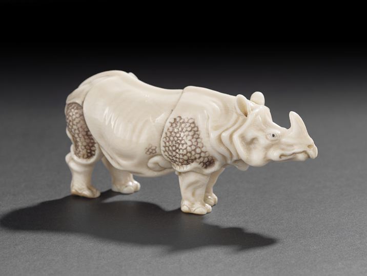 Appraisal: Good Japanese Carved Ivory Figure of a Rhinoceros first quarter