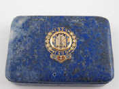 Appraisal: A lapis lazuli box mounts absent with enamelled gilt medallion