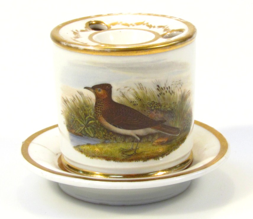 Appraisal: An early thC Chamberlains Worcester porcelain ink well entitled Skylark