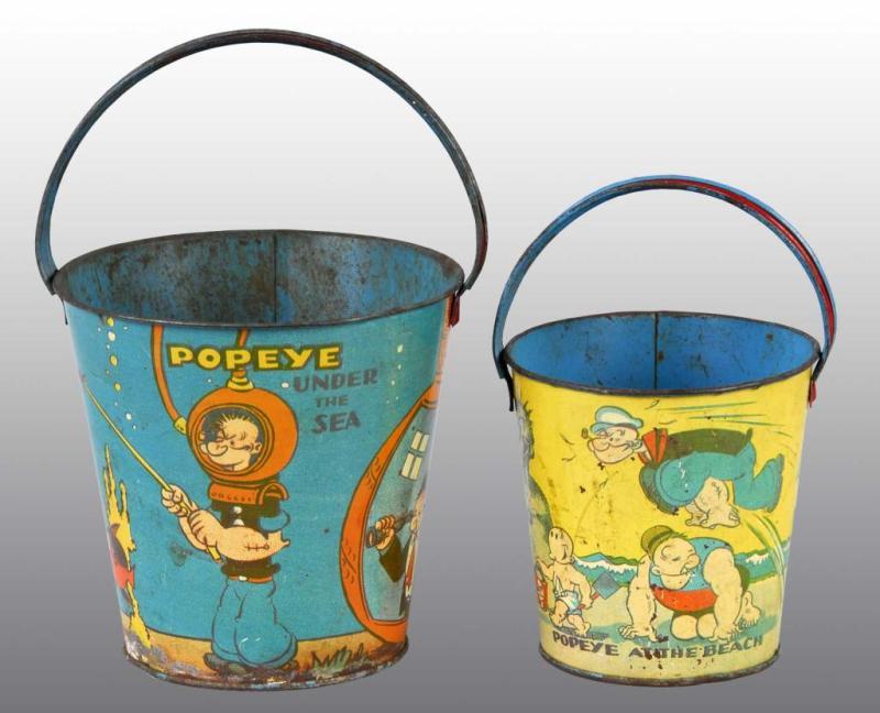 Appraisal: Lot of Tin Litho Popeye Sand Pails Description Includes one