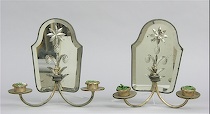 Appraisal: A Pair of Antique Mirrored Wall Sconces A nice pair