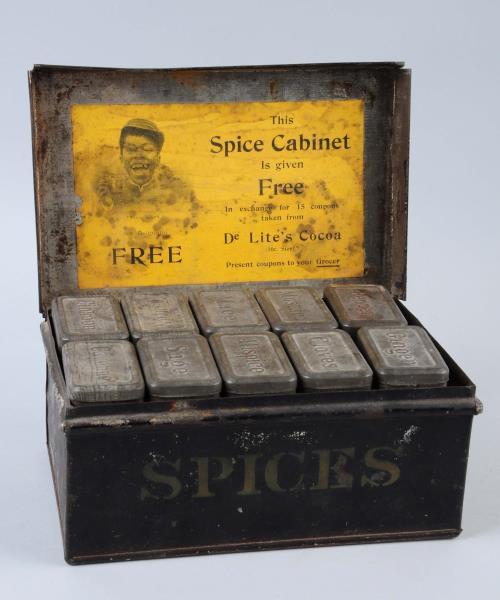 Appraisal: DeLites Coca Spice Tin Box This spice box was a