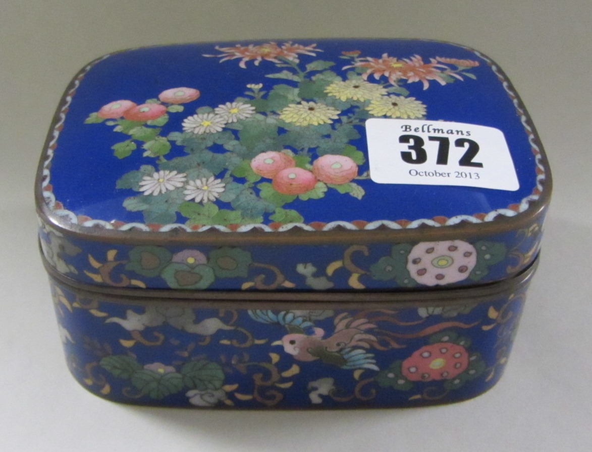 Appraisal: A Japanese cloisonn rounded rectangular box and cover Meiji period