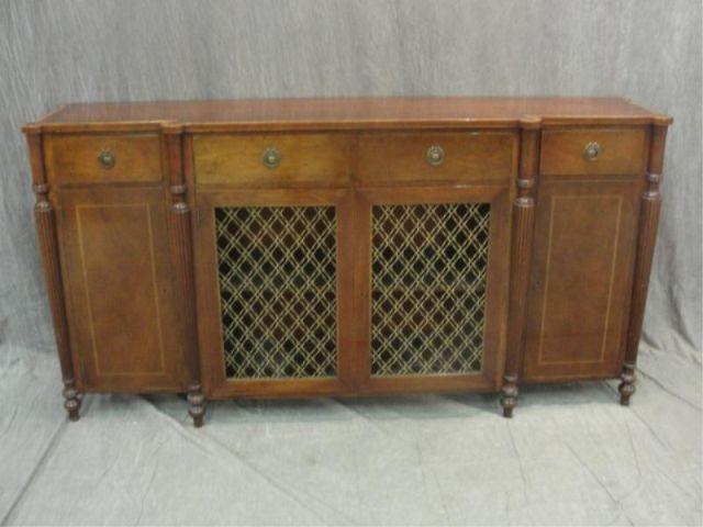 Appraisal: Sheraton Style Mahogany and Banded Server Signed Rahon With drawers