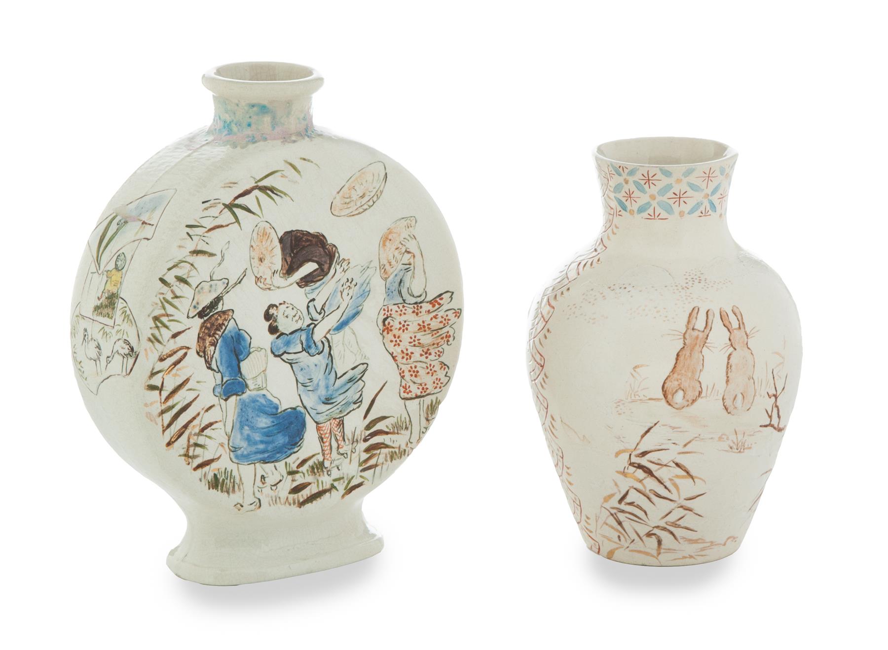 Appraisal: TWO PIECES OF CINCINNATI ART POTTERY SIGNED MLN FOR MARIA