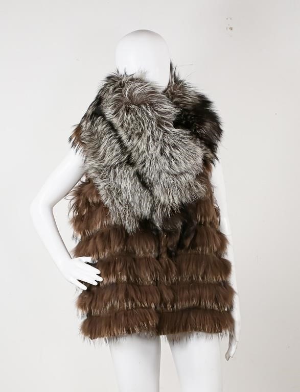 Appraisal: Dena New York Brown dyed raccoon rabbit fur vest fur