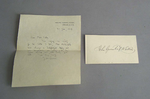 Appraisal: Handwritten letter by Jim Barrie dated Jan together with a