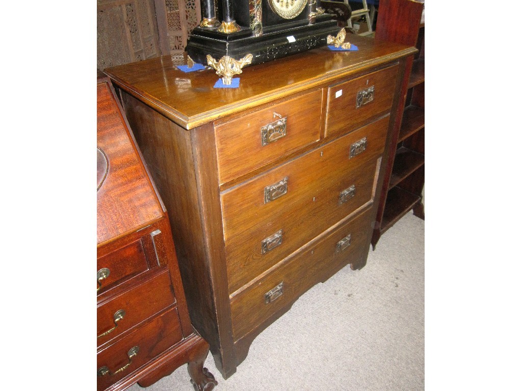 Appraisal: Arts and Crafts mahogany two over three chest of drawers