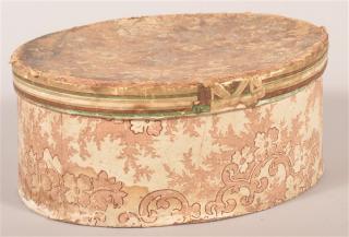 Appraisal: th Century Oval Wallpaper Box Floral Decorations - h x