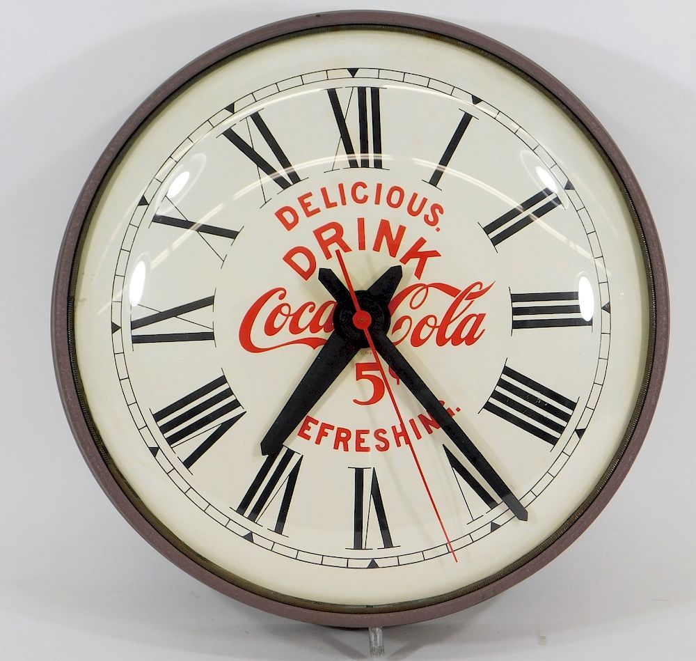 Appraisal: Time Recorder Coca-Cola Advertising Clock United States th Century Bubble