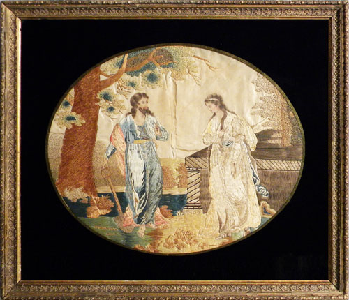 Appraisal: English allegorical needlework picture early th c x