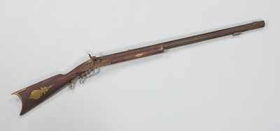 Appraisal: Long Rifle With Dual Trigger Octagonal rifled steel barrel percussion