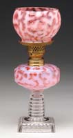 Appraisal: SCARCE CRANBERRY OPALESCENT SEAWEED MINI LAMP S - Cranberry opalescent