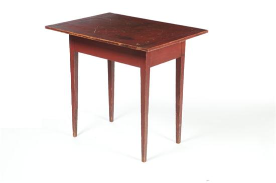 Appraisal: COUNTRY HEPPLEWHITE WORK TABLE American ca poplar Red-painted table with