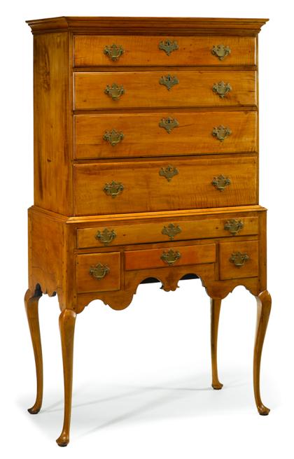 Appraisal: Queen Anne maple high chest th century