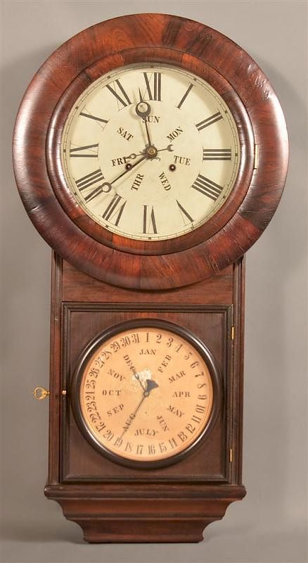 Appraisal: Rosewood Case Welch Calendar Clock Rosewood Case Welch Spring and