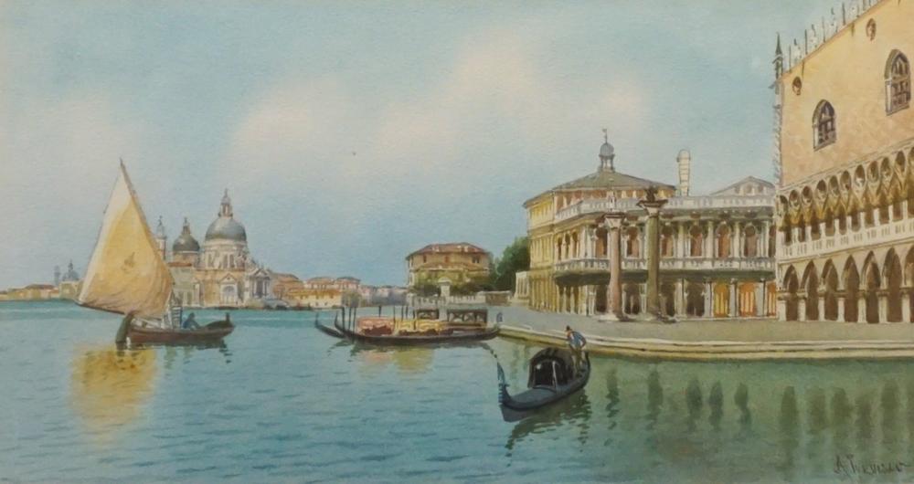 Appraisal: Alberto Trevisan Italian - Grand Canal Venice Watercolor Frame x