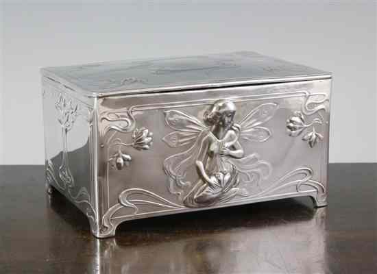 Appraisal: A WMF Secessionist design cigar box decorated with scrolls and