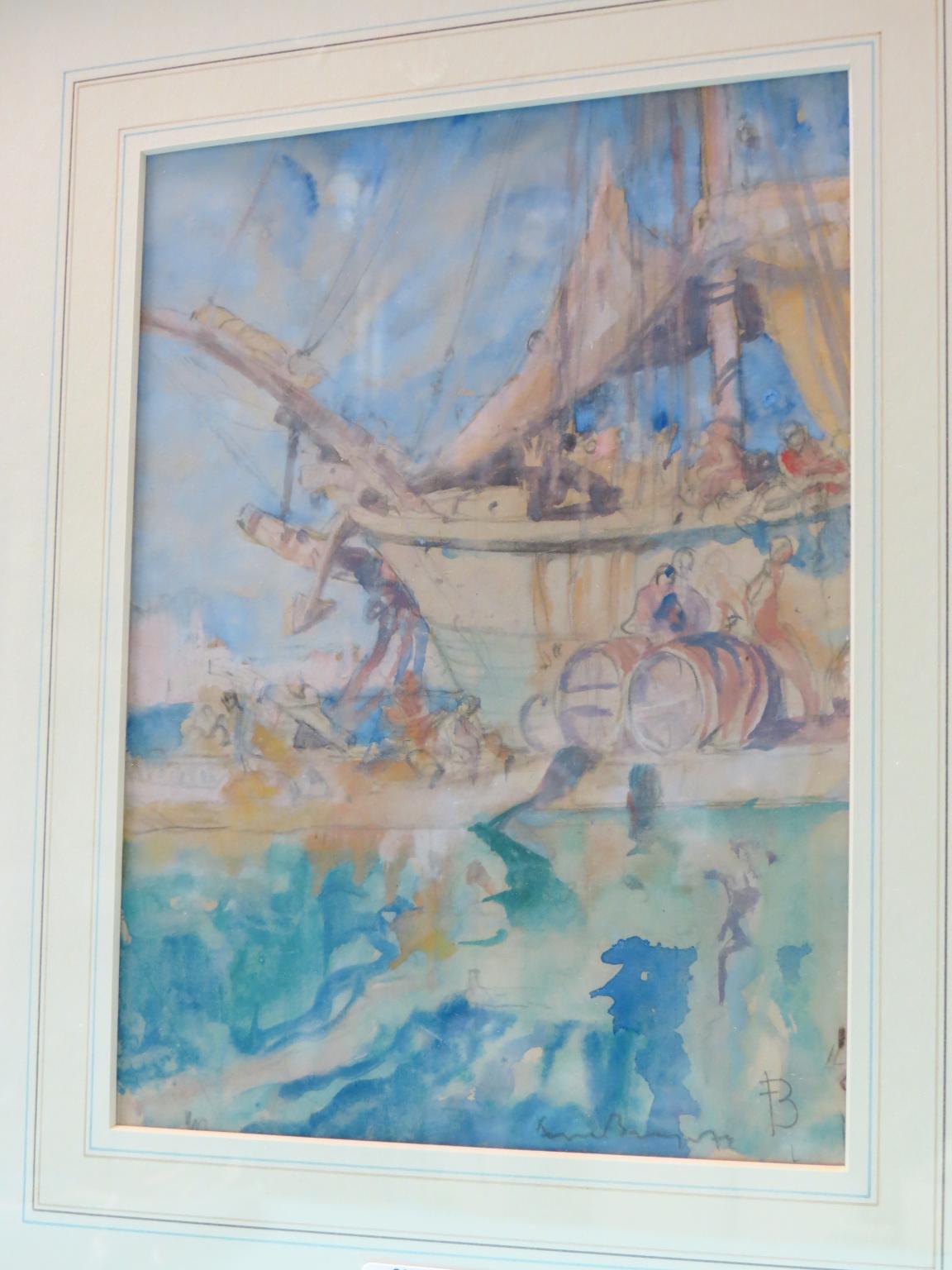 Appraisal: Sir Frank Brangwyn - - watercolour Venetian canal with boat