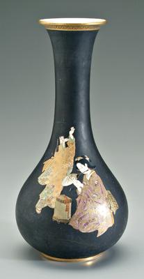 Appraisal: Japanese black ground Satsuma vase lady and young girl catching