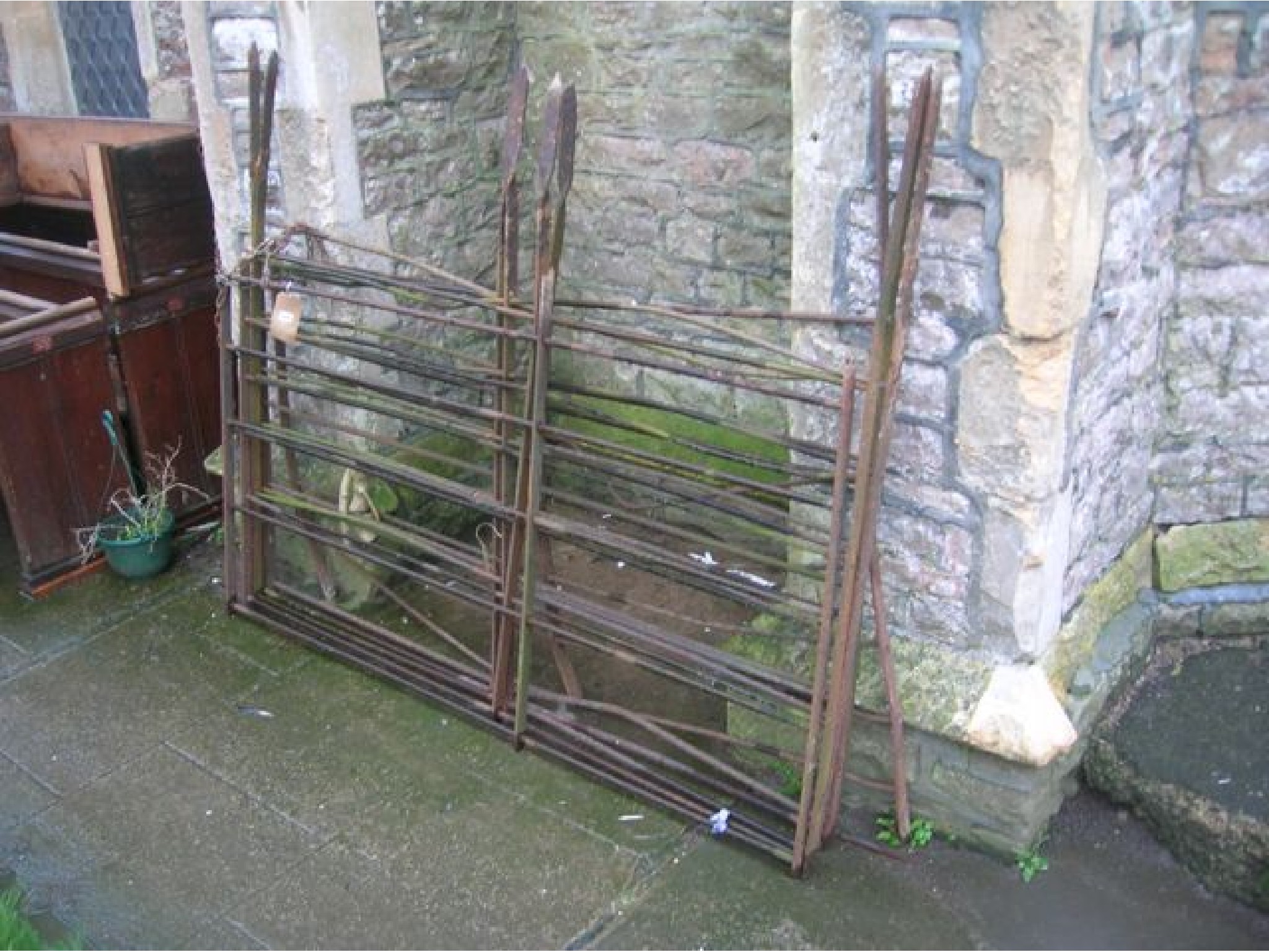 Appraisal: Six reclaimed wrought iron estate fencing panels with horizontal turned