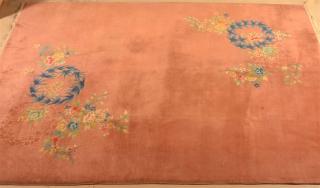 Appraisal: Vintage Chinese Pattern Oriental Room Size Rug Peach ground with