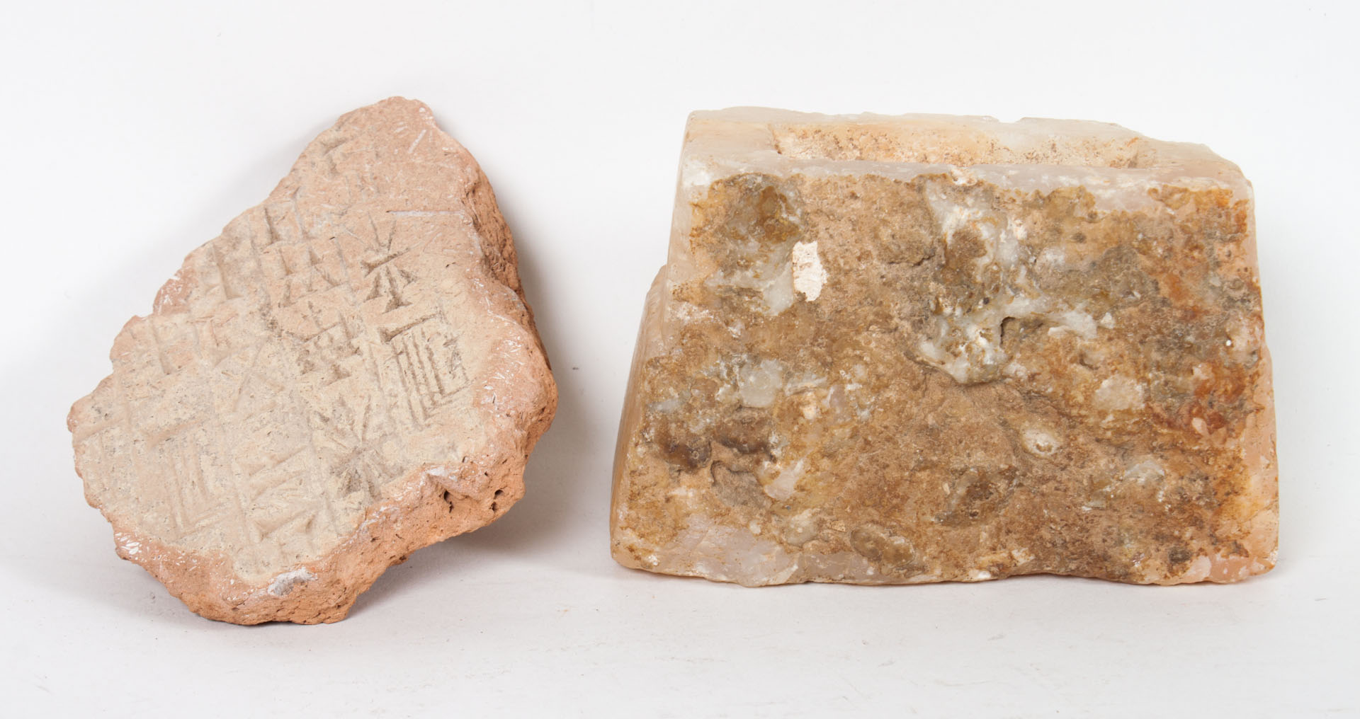 Appraisal: Two antique Middle Eastern writing fragments possibly before the Common