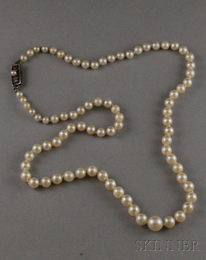 Appraisal: Vintage Mikimoto Pearl Necklace clasp stamped M and S I