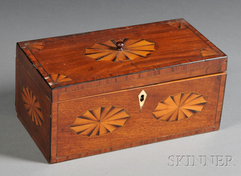 Appraisal: Inlaid Mahogany Veneer Tea Caddy England or America late th