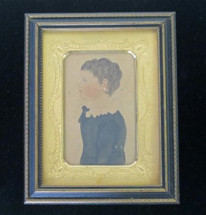 Appraisal: American School th centuryminiature portrait of a little boy