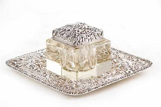 Appraisal: Kirk Son coin silver inkstand with tray Maryland circa -