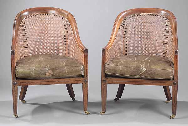 Appraisal: A Pair of Regency Mahogany and Caned Berg res th