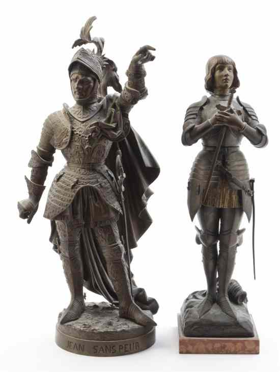 Appraisal: Two Continental Cast Metal Figures each depicting a knight the