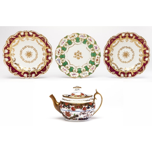 Appraisal: One and a pair of Staffordshire bone china dessert plates