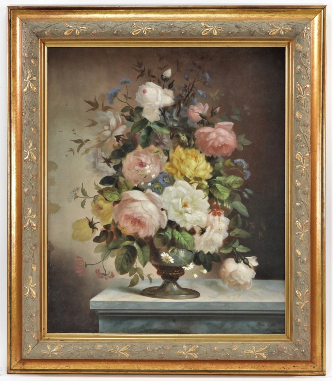 Appraisal: OLD MASTER BOTANICAL FLORAL STILL LIFE PAINTING th- th CenturyDepicts