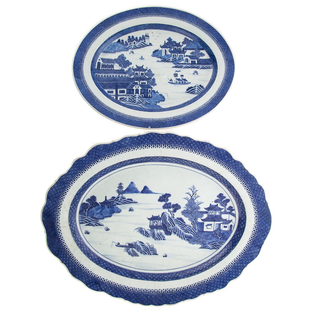 Appraisal: Two Chinese Export Nanking Platters Circa - scalloped edge platter