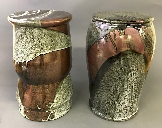 Appraisal: Two Similar Studio Ceramic Pedestals Two similar studio ceramic pedestals