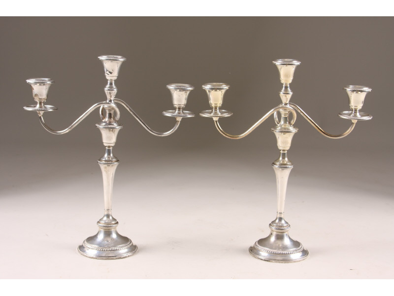 Appraisal: Frank M Whiting Sterling Silver Candelabra three lights two arms