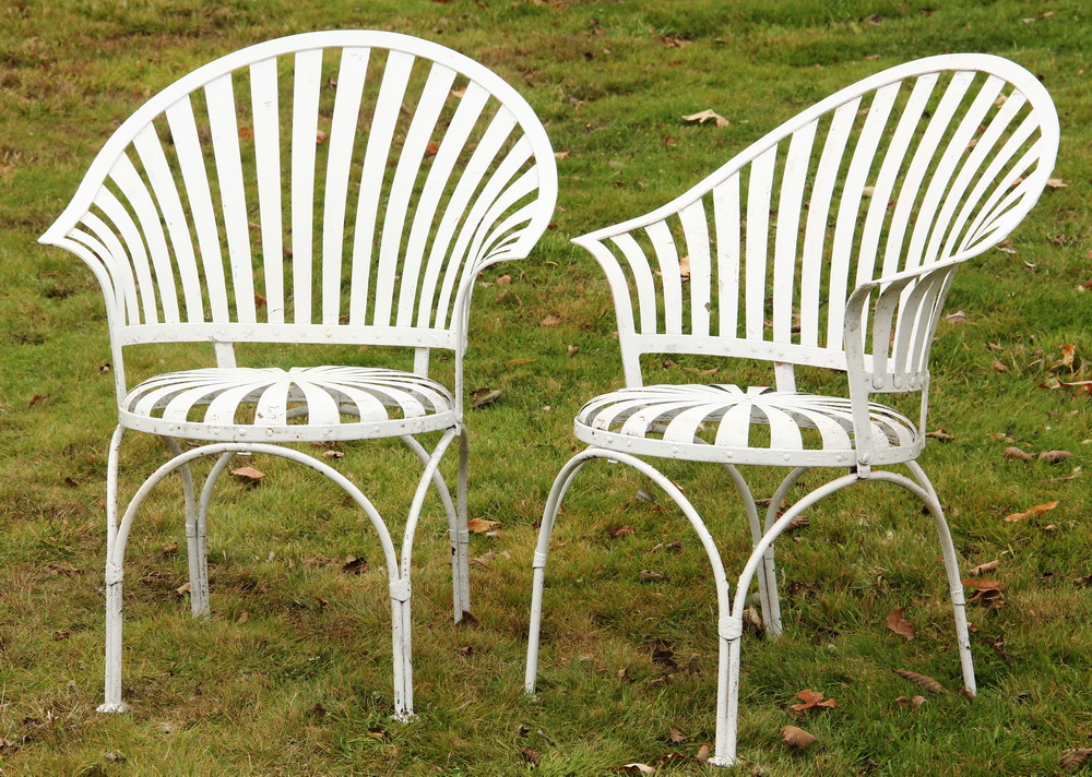 Appraisal: PAIR OF FLEXIBLE STEEL IRON PATIO CHAIRS - Two Armchairs