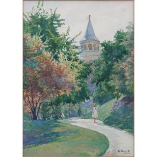 Appraisal: Bela De Gy Takach American German - Watercolor Afternoon Stroll